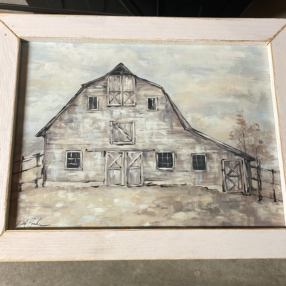 Jan Michaels art and home white wash Barn picture 12x16